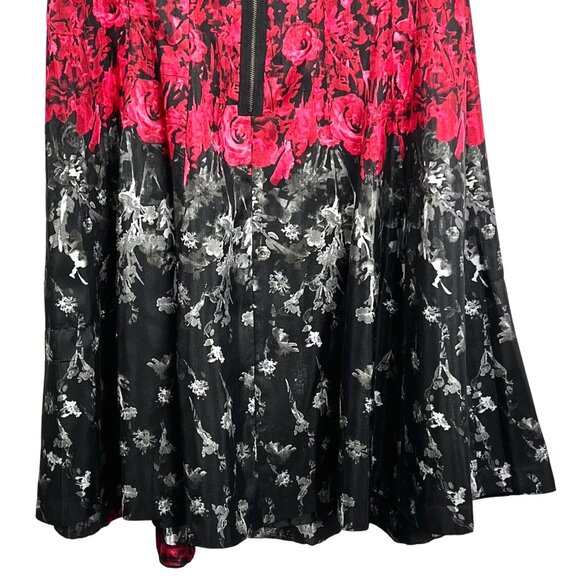 Dress Barn Floral Dress Lined Zipper Back A-Line Size 16 Black Red Gray EUC - Picture 9 of 12